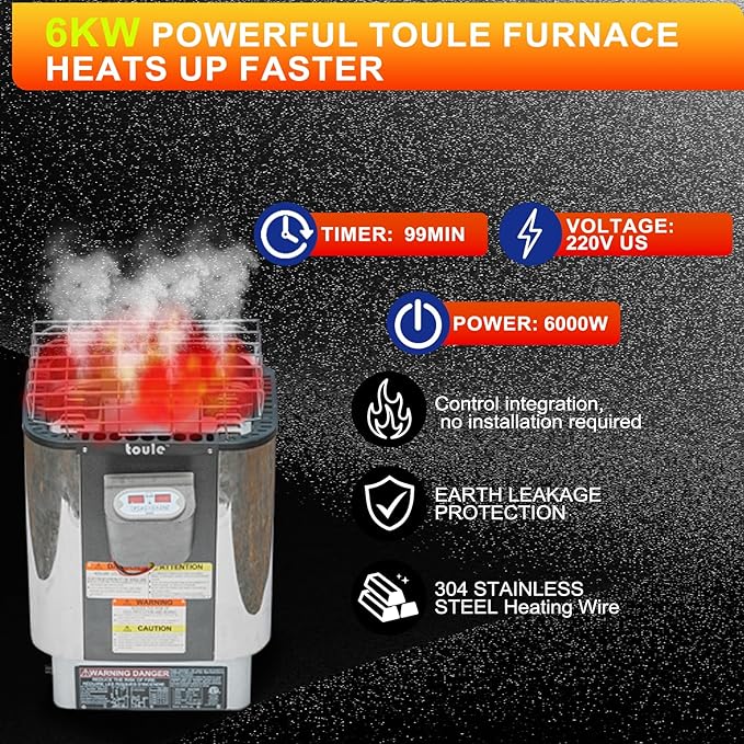 Outdoor Barrel Sauna, 6 Person Wood Steam Sauna Room with Porch, 6kw Toule Electric Heater with Sauna Stone, Canadian Helmock, Sauna Accessorie, Roof, 94.48”*70.86“*70.86“ (Helmock)