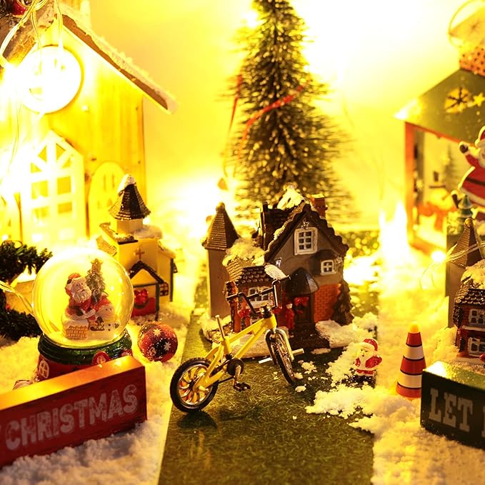 Marspark Christmas Village Accessories 5 x 50 Inch Christmas Miniature Road Village Street Mat Xmas Snow Street Decorations for Little Landscape(Grass Style)