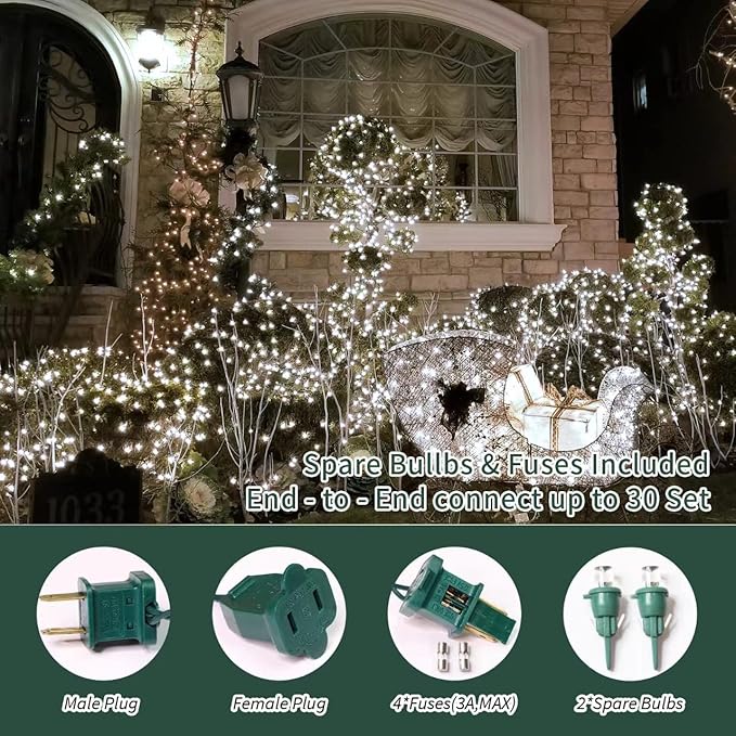 Led Christmas Net Lights Outdoor Christmas Decorations Lights 150LED 6ftx4ft, Connectable Outdoor Fairy Mesh String Lights for Party, Holiday, Wedding, Tree, Bushes Decorations (White)