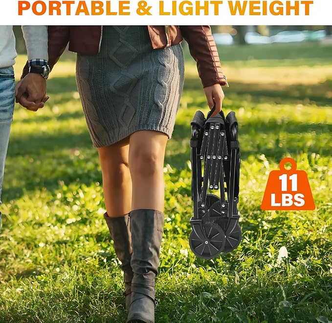 Wagons Carts Foldable - Collapsible Wagon Cart with Wheels Foldable - Folding Utility Heavy Duty Wagons Carts for Grocery Camping Sports Shopping Garden