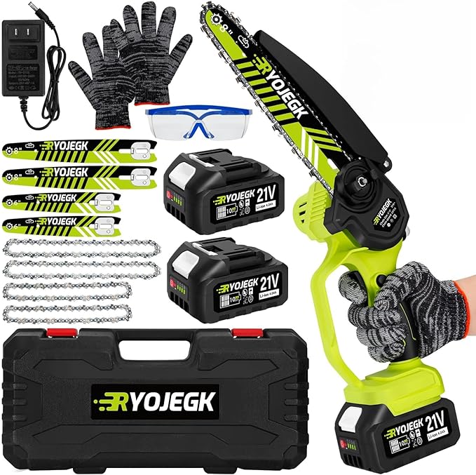 8 & 6 Inch Mini Chainsaw Cordless,2×4.0Ah Battery Tool-Free Installation Small Brushless Chain Saw with 4 Guides & Chain,Portable Motosierra De Bateria for Tree Trimming & Branch Wood Cutting