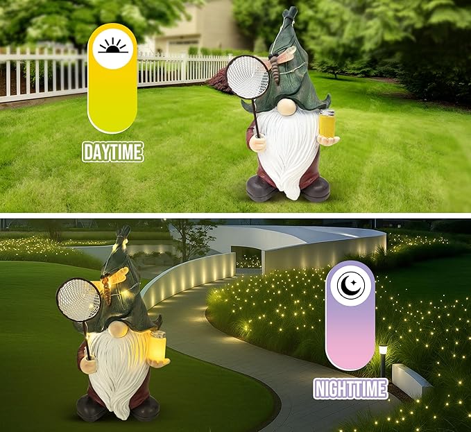 Garden Gnomes Outdoor Decor – Bug Catcher Garden Statue for Lawn, Balcony, Yard – Garden Ornaments – Fun Birthday Gift for Lover, Mom, Grandma – Ideal Holiday Present