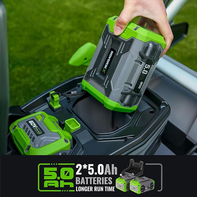 60V Self-Propelled Lawn Mower 21-Inch, Brushless Cordless Mower for Large Yards, Electric with LED Headlight, 2X5.0Ah Batteries & Rapid Charger