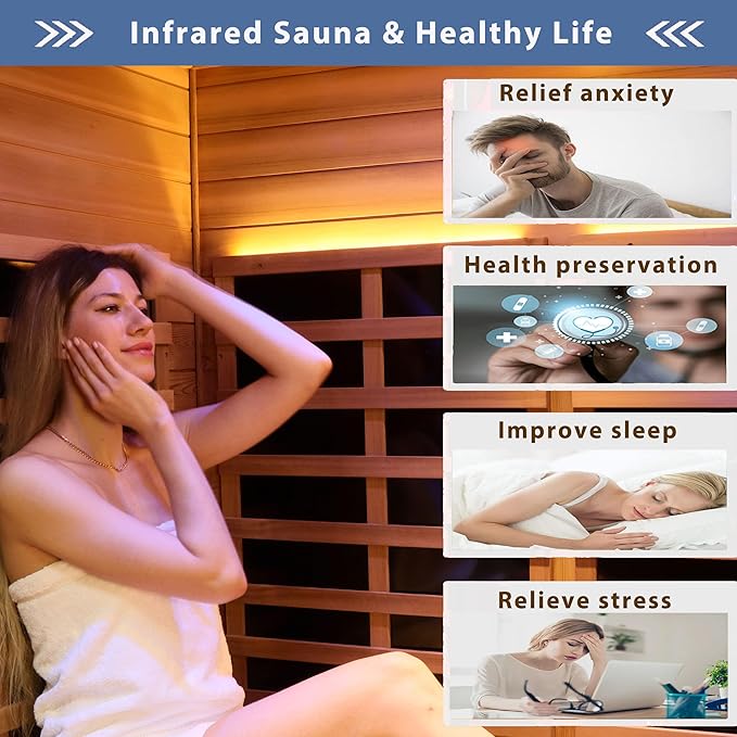 2-3 Person Infrared Sauna, Far Infrared Saunas for Home Low EMF Indoor Home Sauna Spa, Hemlock Wooden Corner Sauna Room,1670Watt, Bluetooth Speakers, Reading Lamps
