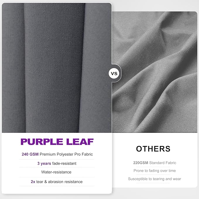 PURPLE LEAF 10' X 10' Left-right Tilting Outdoor Patio Umbrella Swivel Offset Cantilever Heavy Duty Rectangle Aluminum Umbrella with UV Resistant for Deck Pool Patio Backyard, Graphite Grey