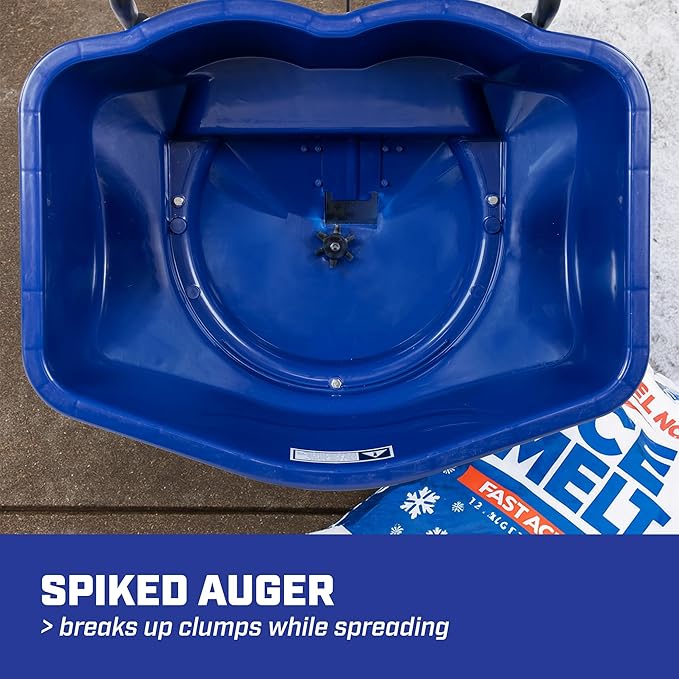 Chapin 88200A Spreader, Salt, Ice Melt, All Season, Walk Behind, Spiked Auger, Adjustable Baffles, 12" Tires, Coated Steel Frame, Enclosed Gears, Weather-Resistant, Rain Cover, 80Lbs