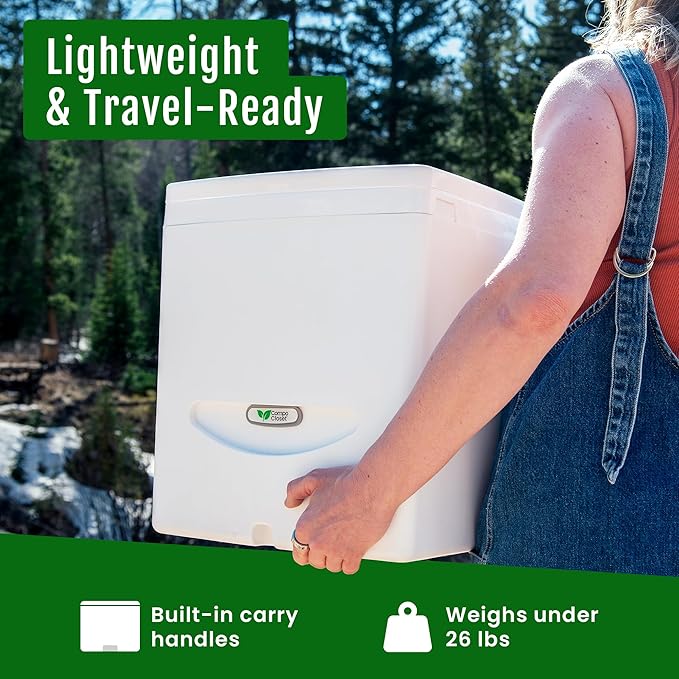 Cuddy Lite Portable Compost Toilet – for Camping, RVs, Campervans, Boats & Tiny Houses – LED Full Indicator, Liquid-Diverting, Separating, Solids Cover, Easy Clean – Portable & Compact