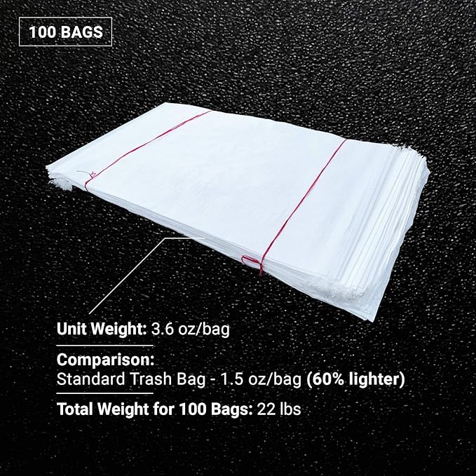 Sandbaggy Large Sandbags - Size: 25" x 40" - Thick Heavy Duty Contractor Bags, Heavy Duty Garbage Bags, Dumpster Bag, Construction Trash Bags, 6 mil (100 Bags)