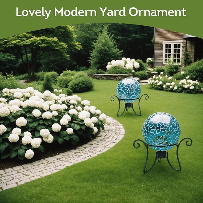 Lily's Home Foldable Metal Gazing Ball Stand - Durable Rust-Resistant Display Stand for 10 to 12 inch Balls - Indoor/Outdoor Ornament Decor - Ideal Garden Plant Stand or Gift Accessory