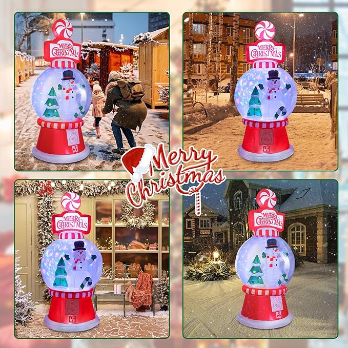 MUMTOP 8FT Snowglobe Inflatable Christmas- Inflatables Outdoor Decorations - Snowman and Christmas Tree Inflatable with Led Lights for Outdoor Party Garden Decoration