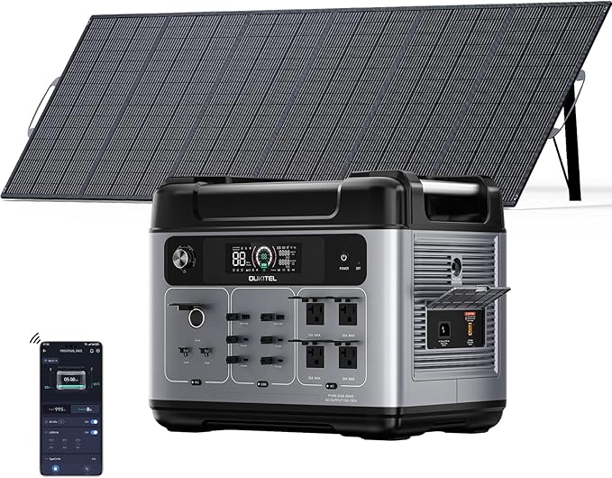 OUKITEL P2001 Plus 2400W/2048Wh Solar power station with 4 AC Outlets(5000W Peak),2400W Solar Generator with 500W Solar Panels, 1800W Super Fast Charging, Emergency Power Station for Home, Camping
