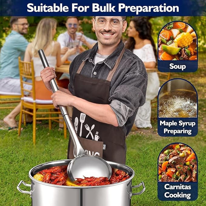 ARC 32QT Seafood Boiling Kit, 200,000BTU Propane Burner and 36" Large Spoon, Crawfish Boil Pot w/Basket and Steamer Rack, Outdoors Cooking and Steaming, Large Turkey Fryer Pot, Lobster Shrimp Pot