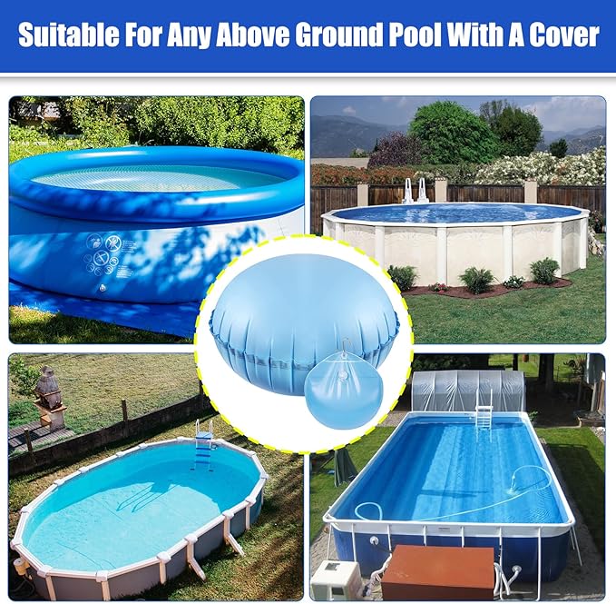 5Ft Pool Pillows with 16PCS Pool Cover Weights, Winter PVC Pool Pillows for Above Ground Pools with Pool Cover Weights for Support & Fix Swimmingpool Covers (5Ft +16PCS)