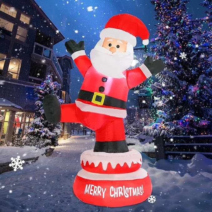 Christmas Inflatables Outdoor Decoration 5 FT High Santa Claus Rotating with LED Lights Christmas Blow Up for Lawn Garden Holiday Party Yard Xmas Decor