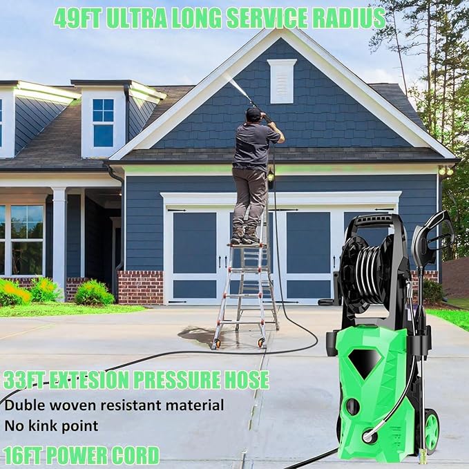 5000PSI Eectric Pressure Washer 2025 2.8GPM High Power Washer with 4 Pressure Nozzle and Soap Bottle for Home, Car Washing, Fence Cleaning, Patio (Light Green)