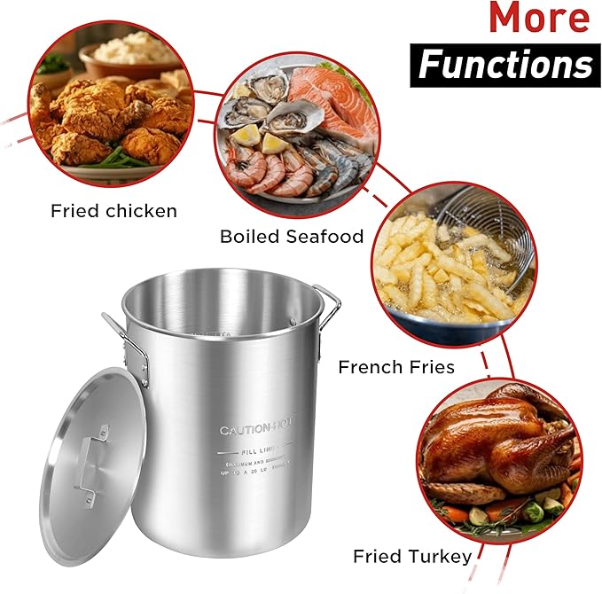 Red Mountain Valley 36Qt Turkey Fryer with Propane Burners, Aluminum Turkey Fryer Pot Basket, Propane Deep Fryer for Outdoor Cooking, Seafood Boil with Spigot,Timer, Marinade Injector, Turkey Rack