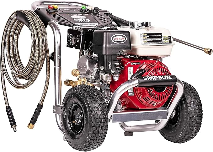 Simpson Cleaning 3400 PSI Gas Pressure Washer, 2.5 GPM Power Washer for Commercial Use, Honda GX200 Engine, 25-Foot Hose, Aluminum Series, 49-State (ALH3228-S)