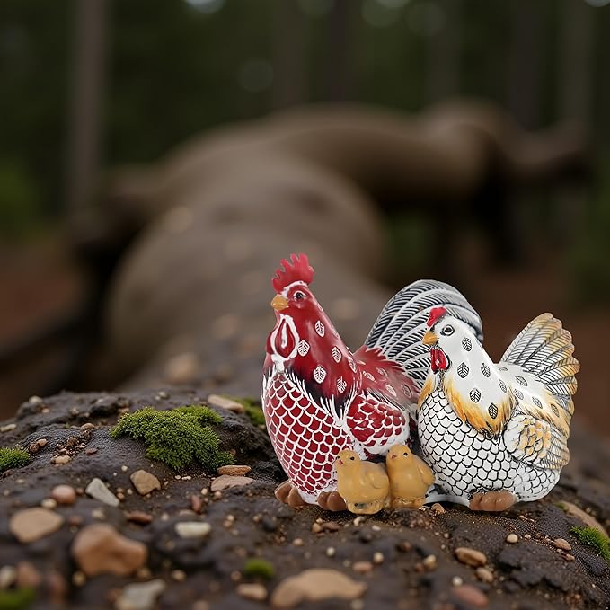 Chicken Family Decorative Sculpture, Indoor/Outdoor Outdoor Garden Statue,Rooster, Hen, Chick Garden Sculpture,Rustic Hen Outdoor Statue