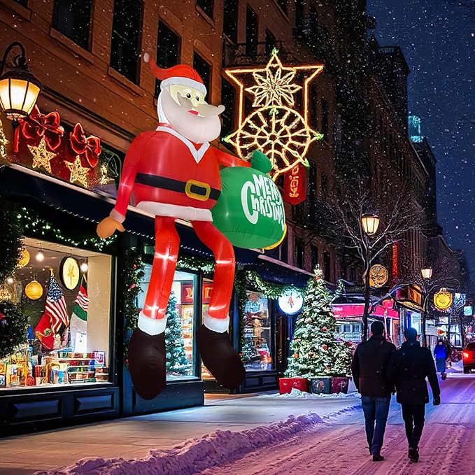 OurWarm 15FT Christmas Inflatable Outdoor Decoration, Climbing Santa Giant Christmas inflatables Christmas Blow Ups with LED Lights, Inflatable Christmas Decorations Outdoor for Lawn Yard Xmas Decor