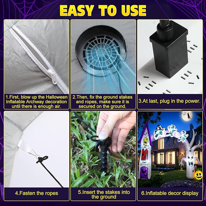 Capoda 14 FT Inflatable Halloween Archway - Castle Witch Dead Tree Blow Up Arch, Build-in Colorful LED Lights for Entryway Garden Yard Lawn Halloween Inflatables Outdoor Decorations