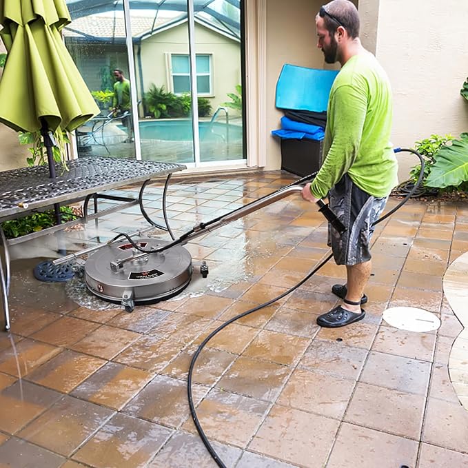 24" Pressure Washer Surface Cleaner with 5 Nozzles Water Broom - Stainless Steel Surface Cleaner for Pressure Washer Attachment for Concrete, Patio, Sidewalk, Deck and Driveways, 4200 PSI