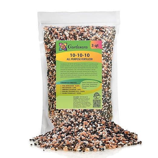 Premium All-Purpose Fertilizer 10-10-10 - Fertilizer for Vegetable Garden & Flowerbed Roses & Large Shrubs and Fruit Trees - 3 Quart