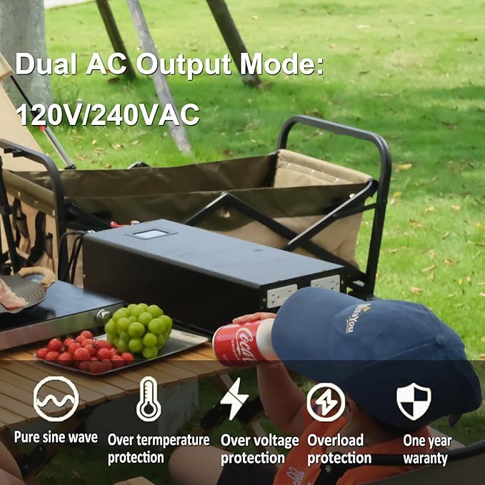 WZRELB 2500W Pure Sine Wave Inverter, 24V DC to 120V/240V AC, 4 AC Outlets, Hardwire Terminal, 91.6% Efficiency