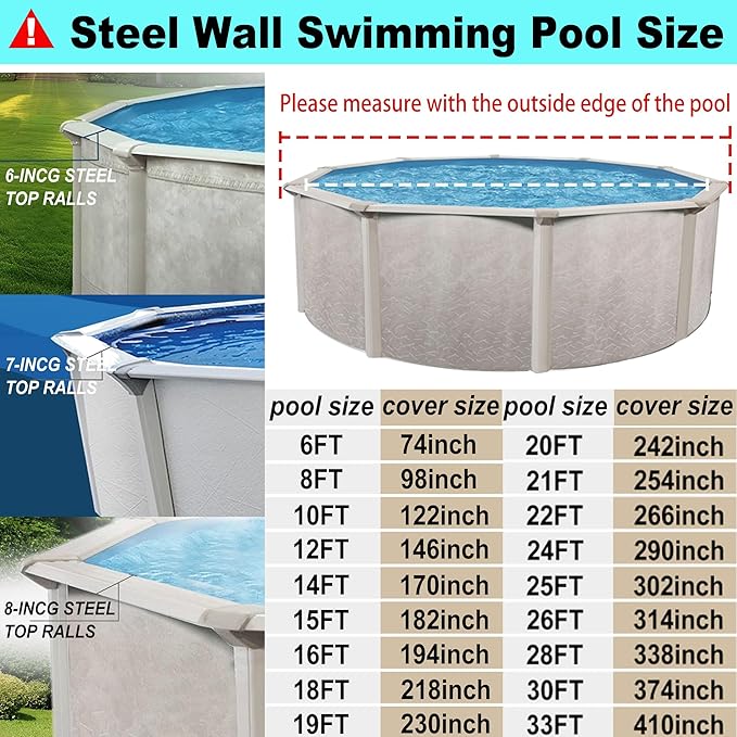 21 Ft Pool Cover, with Automatic Drain Round Pool Cover, One-Piece Quick Installation and Removal Above Ground Pool Cover, Preventing Waterlogging, UV Protected Solar Swimming Pool Cover