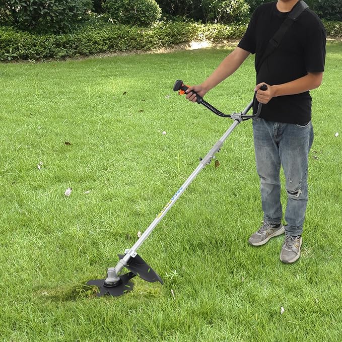 42.7cc Gas Weed Wacker, Gas Powered Weed Trimmer, 2-in-1 Weed Eater Gas Powered with 3 Cutting Heads, 6500RPM Professional Grass Trimmer for Lawn Care, Shoulder Strap Included