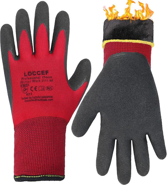 LOCCEF 2 Pairs Winter Work Gloves for Men and Women, Freezer Gloves for Work Below Zero, Thermal Insulated, Super Grip