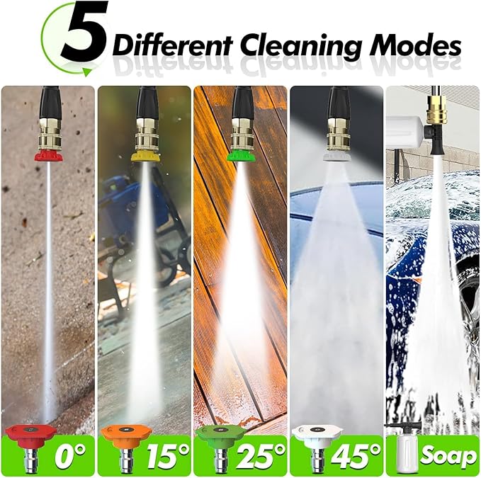 Pressure Washer 5000PSI 3.0GPM Power Washer with 4 Nozzles, Foam Cannon for Cleaning Cars, Driveways, Patios (Green)