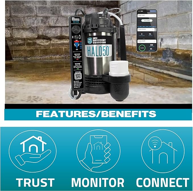 WAYNE - 1/2 HP Basement Guardian HALO50 - Up to 5,100 Gallons Per Hour - Digitally Connected Sump Pump