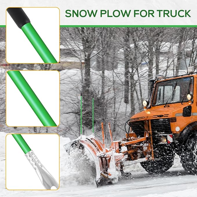 Lasnten 4 Pcs 36 Inch Snow Plow Blade Markers Guide Kit Steel Wire Inside Bolt on Bumper Guides High Visibility Easy Installation for ATV Western Snowplows(Green)