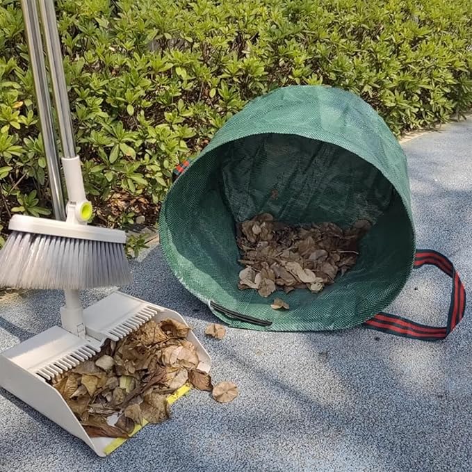 2 PCS 106 Gallon Yard Waste Bags, Reusable Lawn and Leaf Bags Heavy Duty Garden Bags with 2 Pair Gloves for Clean Up Outdoor Debris Leaves Grass Clippings