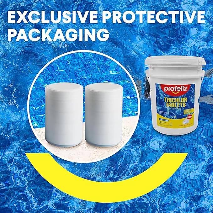 PROFELIZ 3 Inch Pool Chlorine Tablets, Slow-Dissolving Spa Sanitizer Eliminate Bacteria Algae Stabilized Chlorine for Swimming Pools Hot Tubs Spa Treatment (20lbs)