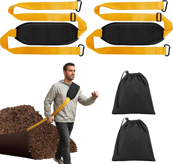 2 Pcs Heavy Duty Leaf Tarp Strap, 10.2 ft Yard Tarp Pulling Tool, Reusable Waste Tarps Shoulder Strap for Efficient Outdoor Leaf Debris Cleaning and Moving