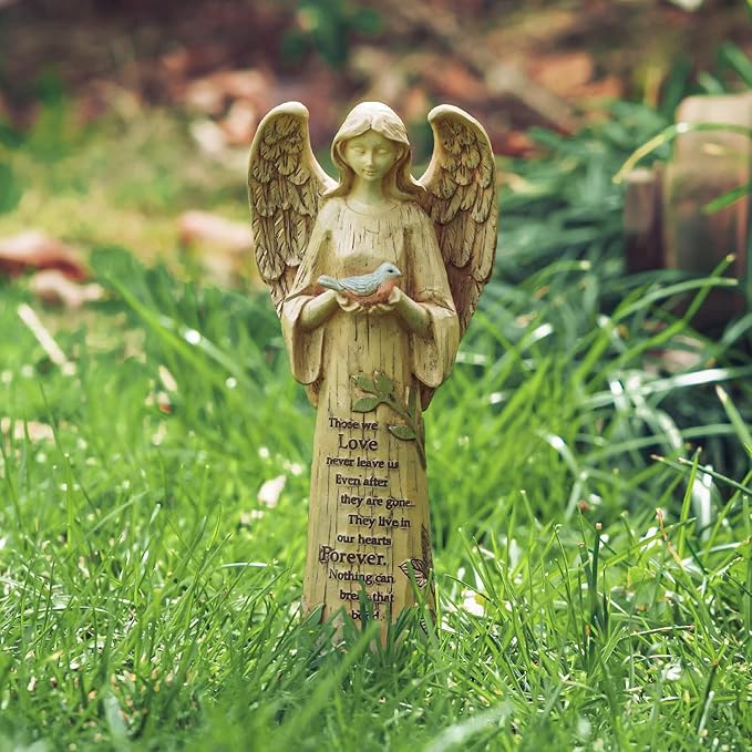 Angel Figurine Garden Angel Statues with Bird Statuary Decoration for Home, Yard & Patio