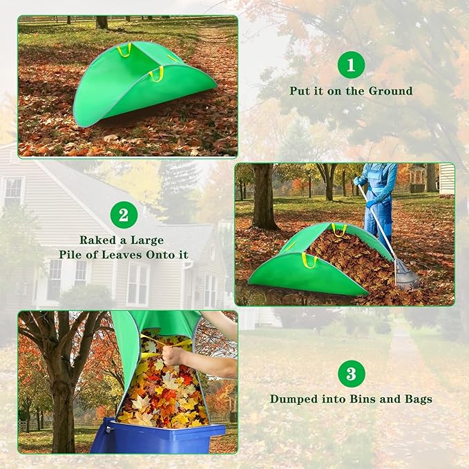 Leaf Collector, Foldable Leaf Bags, Portable Pop Up Lawn and Leaf Collector, Patent Number D1005635, Reusable Yard Garden Bags for Leaves Lawn Trash