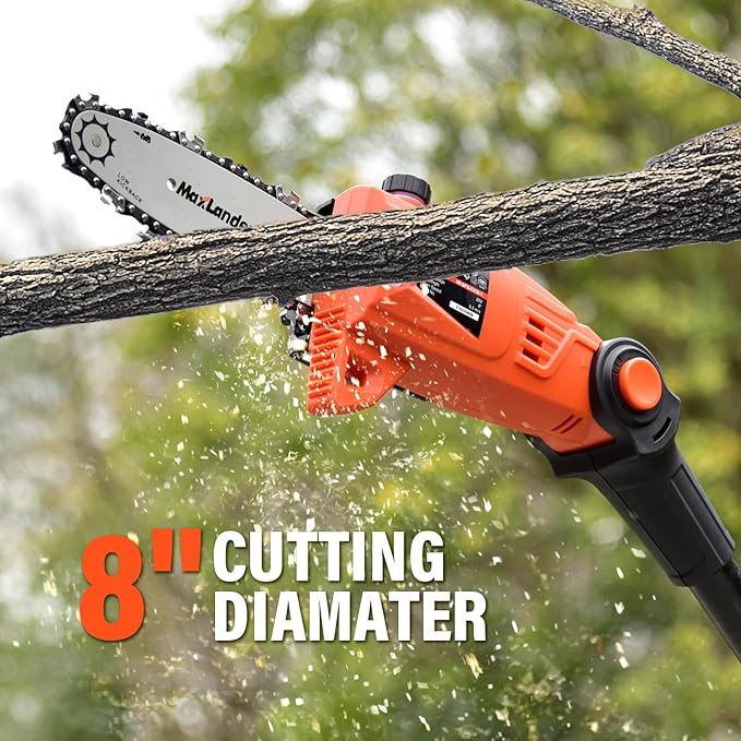 8-Inch Cordless Pole Saws for Tree Trimming, 20V Electric Pole Saw with 2 x 3.0Ah Battery & Charger, 16ft/s Cutting Speed Auto Oiling Multi-Angle Pole Chainsaw,15-Feet Maximum Adjustable Reach