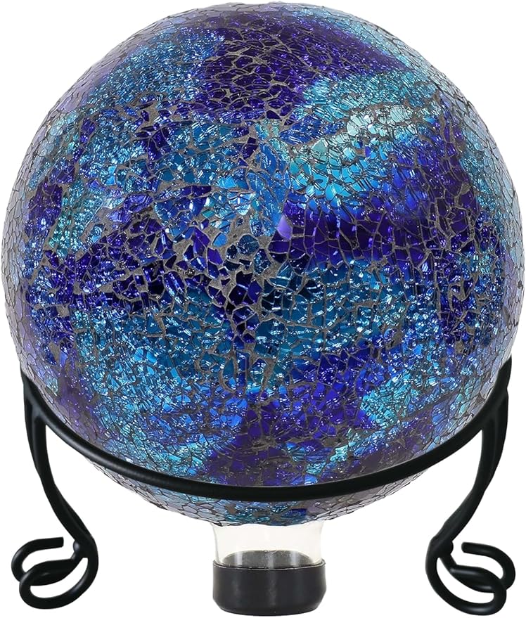 2 Pack Metal Gazing Ball Stand for 10 or 12 Inch Outdoor Garden Gazing Globes,Metal Display Stand for Plant or Flowerpot Holder,Birdbath Bowl Stand 5 Inch Tall,Black