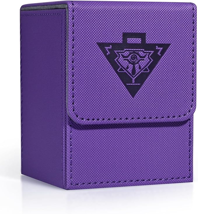 ZLCA Card Deck Box for MTG Yugioh TCG, Card Storage Box with Dividers Holds 100+ Sleeved Cards, Premium Card Deck Case Compatible with CCG Trading Cards (Purple,Puzzle)