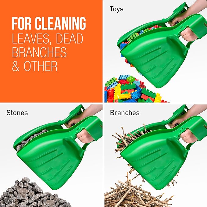 Leaf Collector, Leaf Scoops, Hand Rake for Leaf Picker Upper Gardening Hand Tools, Lawn Cleaning Garden Rake 1 Pair Leaf Scoop, Green Plastic Leaf Grabber, by Superio