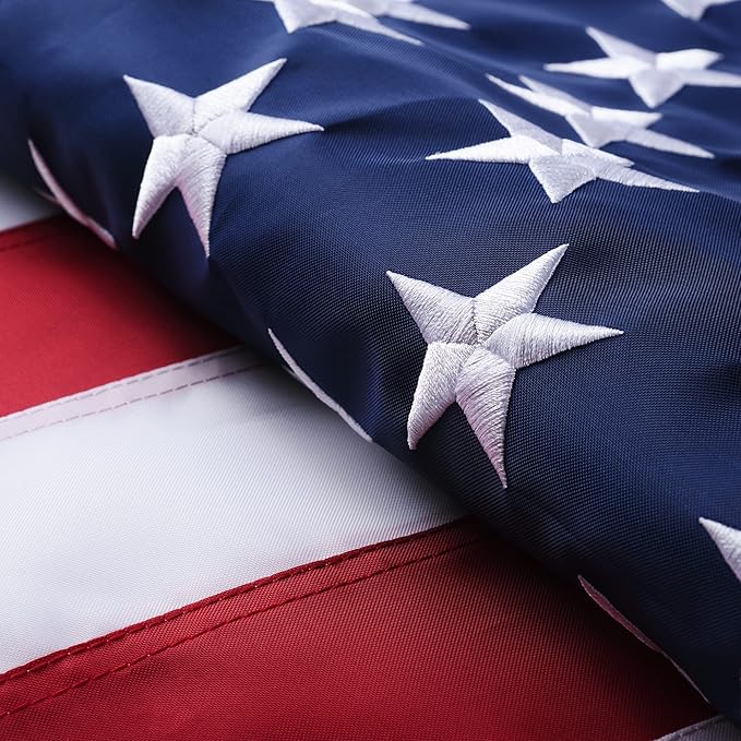 American Flags for Outside 5x8, USA US Flag Heavy Duty Outdoor, Made of 210D Oxford Fabric, Embroidered Stars, Brass Grommets
