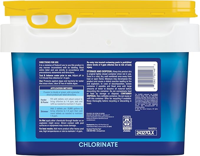 Clorox® Pool&Spa All in One XtraBlue Chlorinating Granules, Dual Action Sanitizer & Shock, Kills Bacteria (27 LB)