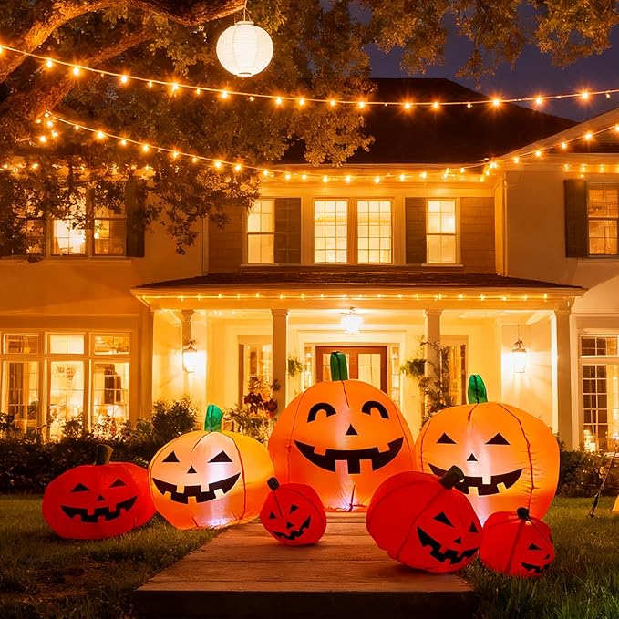 7.5 FT Halloween Inflatables Decorations Pumpkin, Halloween Decorations Outdoor, Build-in LED Light Set, Halloween Blow Ups Inflatables for Yard Lawn Garden Décor Party Holiday