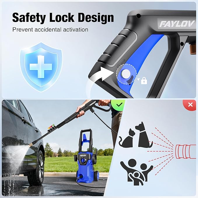 Pressure Washer - True 1378 PSI 1.25 GPM Power Washer with No-Bend 360° Nozzle, Foam Cannon & Complete 4-Nozzle Set for Car, Driveway, Patio