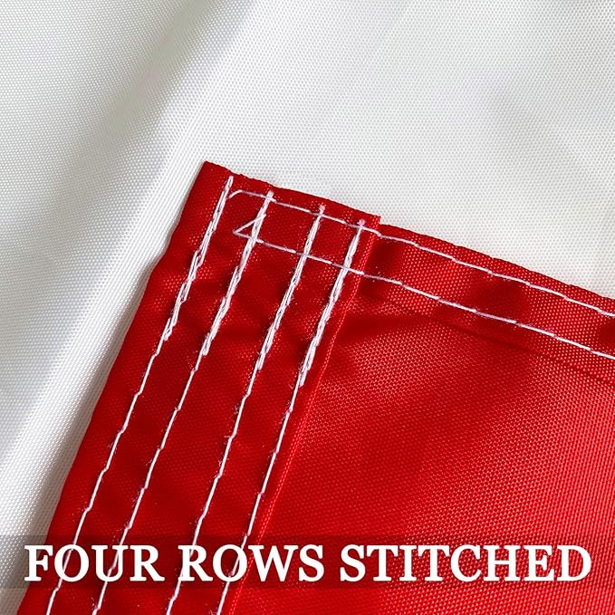 Outdoor Canadian Canada Flag Banner Embroidered 3x5 Double Sided- 3Ply Heavy Duty 300D Nylon(All Weather)- CAN Flag-2 Brass Grommets & 4 Rows Stitched