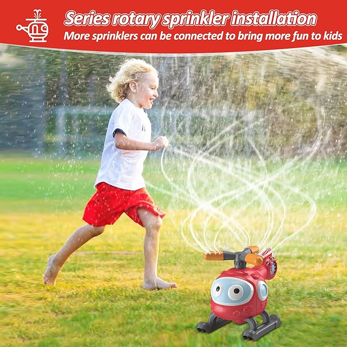 Outdoor Water Sprinklers with 4 T Ball Set for Toddlers Kids Ages 4-8,Summer Outside Sprinklers Play Equipment Baseball Game Lawn Yard Tee Ball Game for Boys Girls,Hose Connector Included