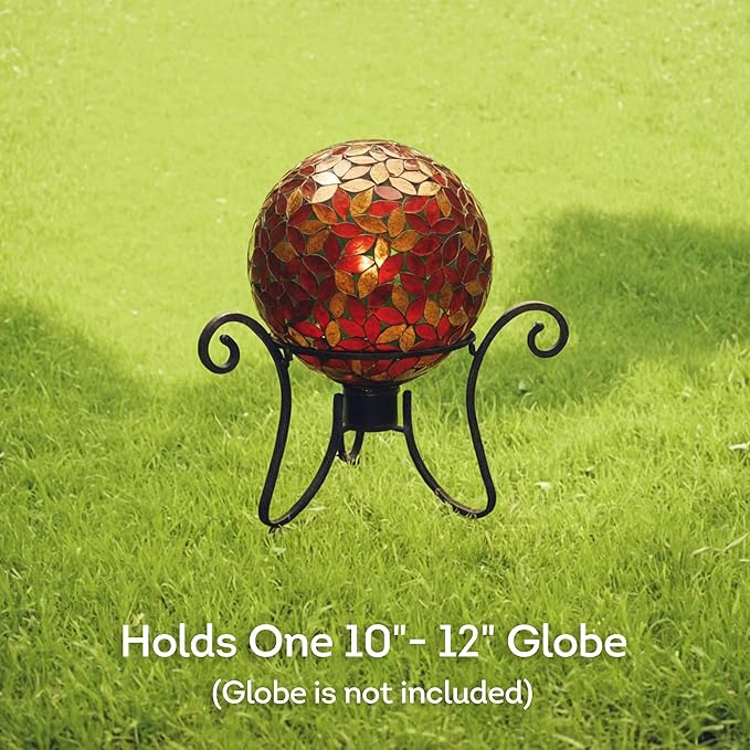 Lily's Home Foldable Metal Gazing Ball Stand - Durable Rust-Resistant Display Stand for 10 to 12 inch Balls - Indoor/Outdoor Ornament Decor - Ideal Garden Plant Stand or Gift Accessory