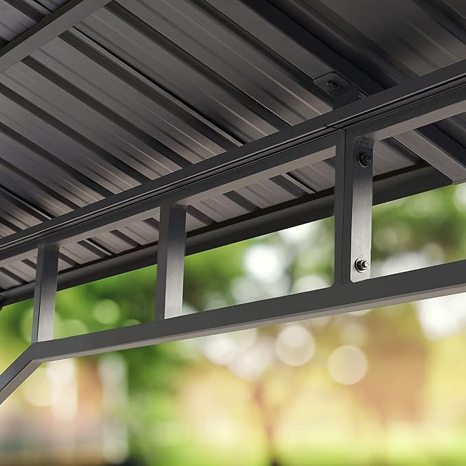 TOOLPORT Hardtop Gazebo 10x10 ft with Steel Roof - Approx. 3.54x3.54 in Aluminium Poles